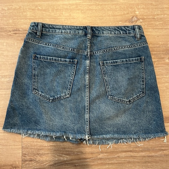 FP We The Free Zip Front Blue Denim Mini Skirt Size - 31 - Picture 3 of 10